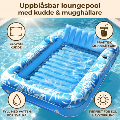 Uppblåsbar loungepool med kudde & mugghållare