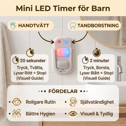 Mini LED Timer för Barn – Spelartstöd för Handtvätt och Tandborstning
