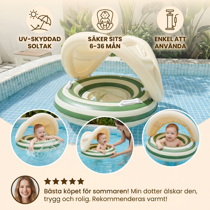 Uppblåsbar Retro Lollipop Babysimring med Avtagbart Soltak – Säker Sits från 6–36 Månader