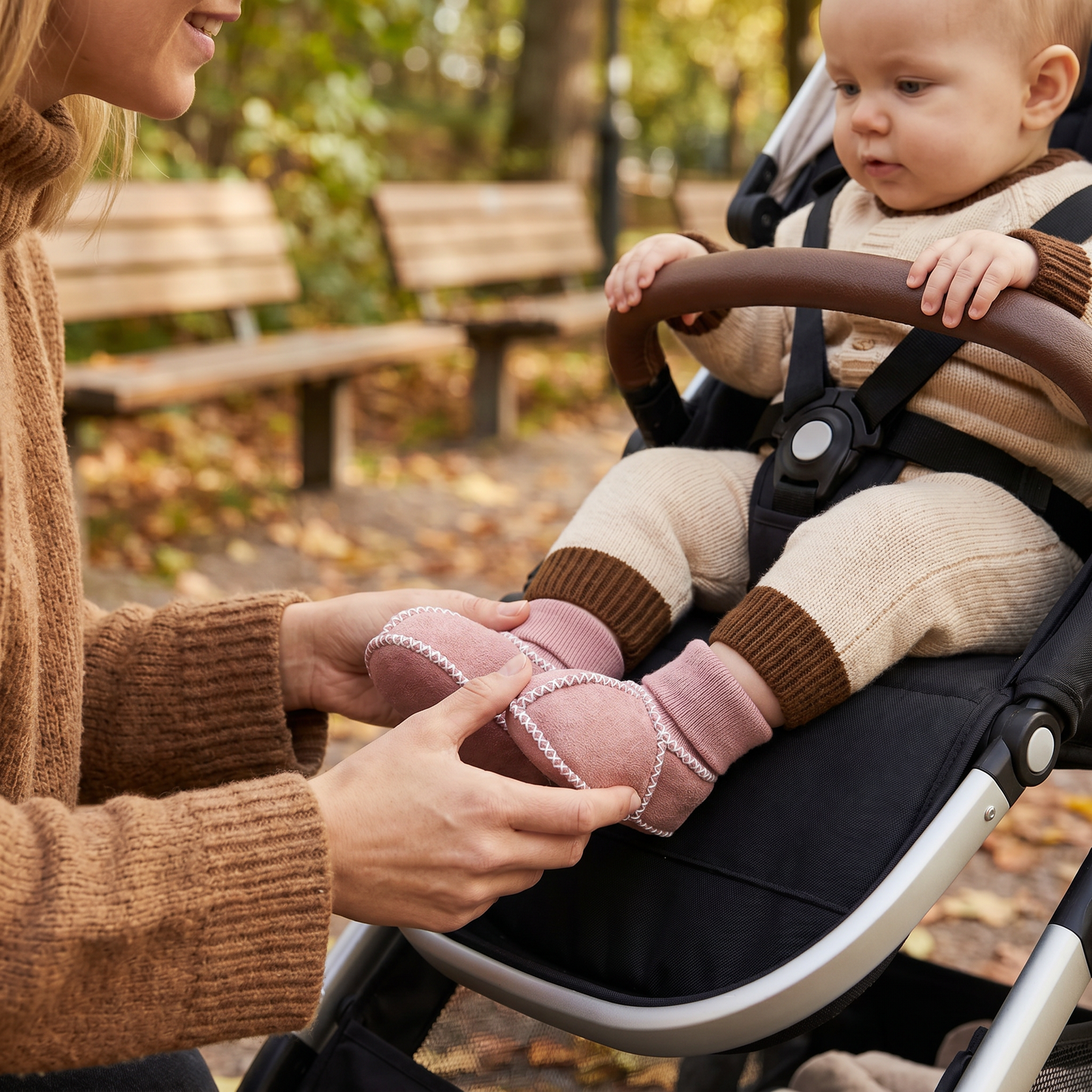 Fodrade Baby Vinter Strumpor Skor i Mocka Look