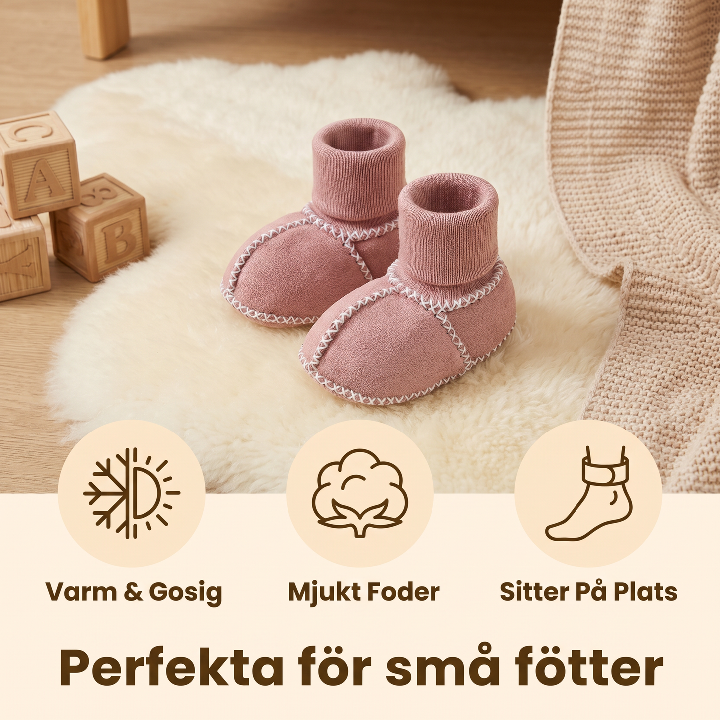 Fodrade Baby Vinter Strumpor Skor i Mocka Look