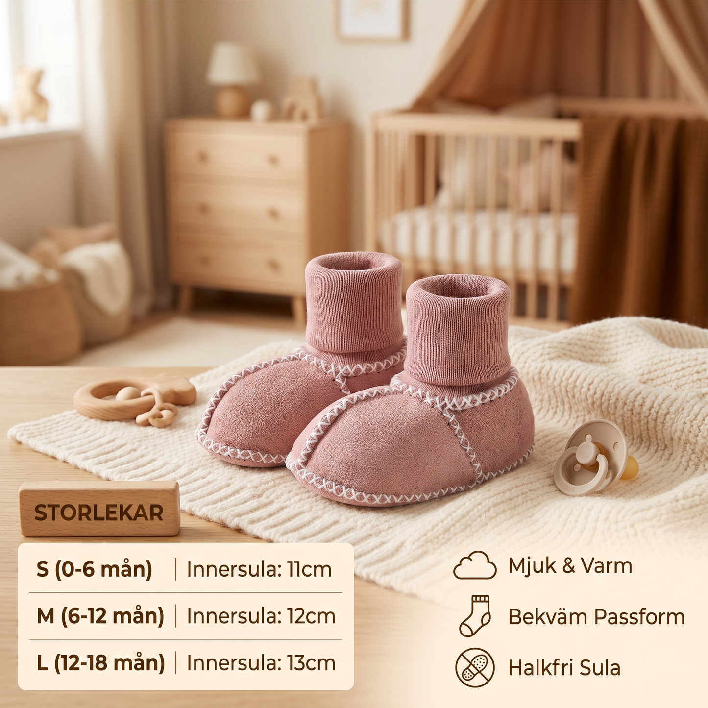 Fodrade Baby Vinter Strumpor Skor i Mocka Look