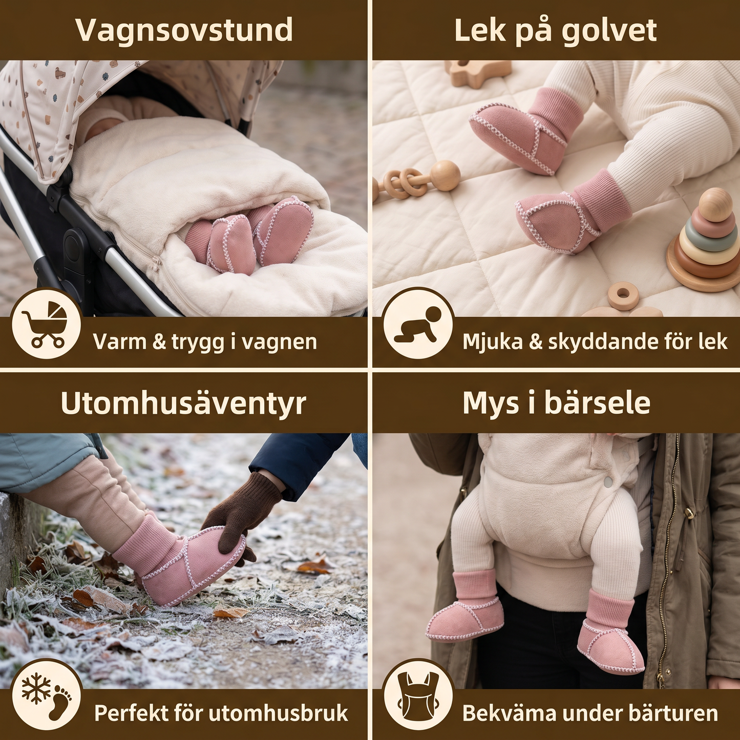 Fodrade Baby Vinter Strumpor Skor i Mocka Look