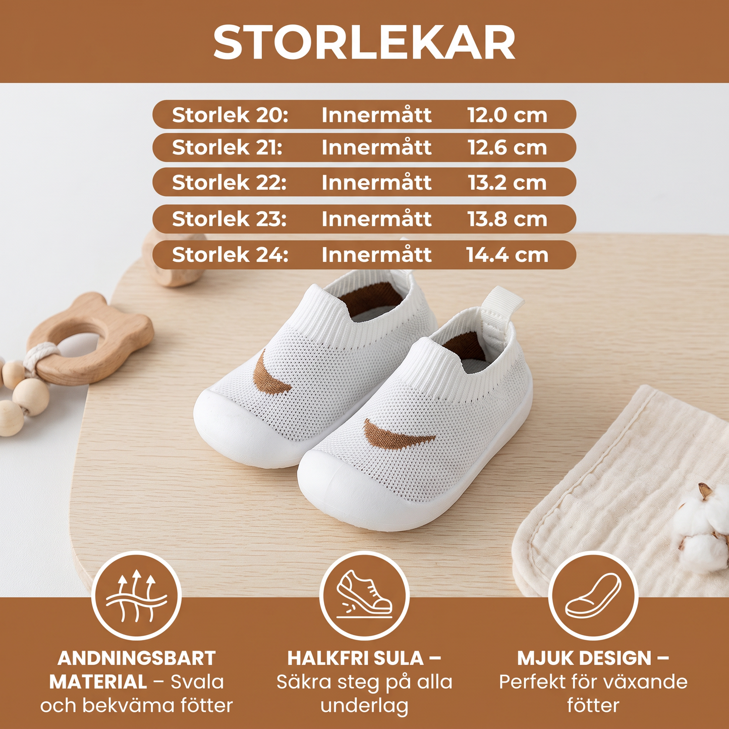 Sommar Babyskor med Halkfri Sula och Andningsbart Material