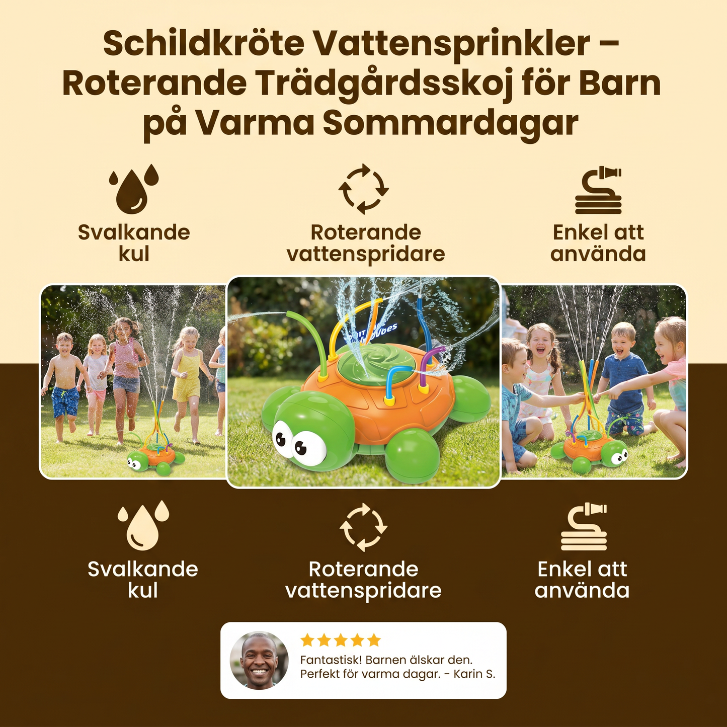 Schildkröte Vattensprinkler – Roternade Trädgårdsskoj för Barn på Varma Sommardagar