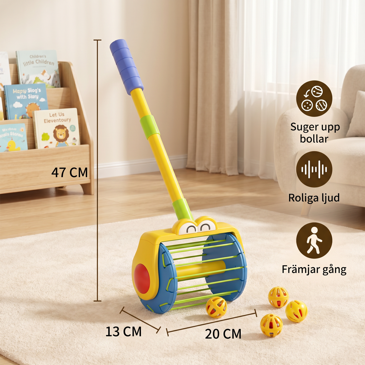 Baby Puschdammsugare Leksak med Bollar för Småbarn
