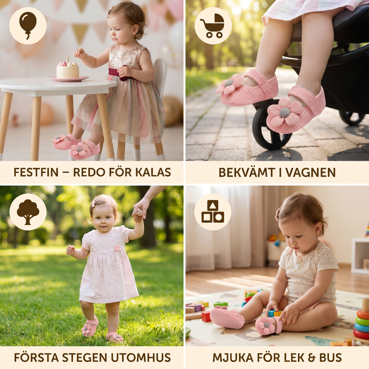 Sommarbarnskor med mjuka sulor i blommönster