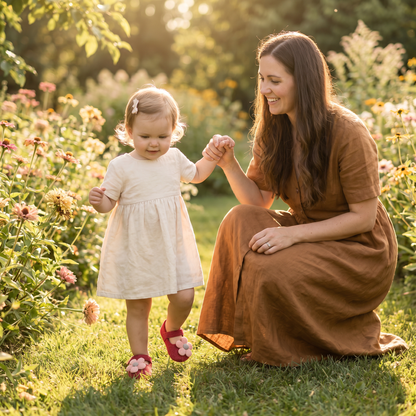 Sommarbarnskor med mjuka sulor i blommönster