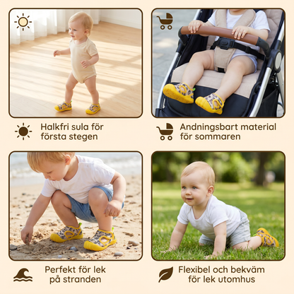 Sommarbarnsandaler med halkfria sulor och andningsbart material