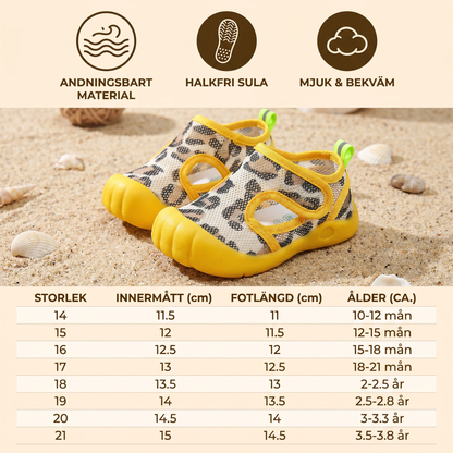 Sommarbarnsandaler med halkfria sulor och andningsbart material