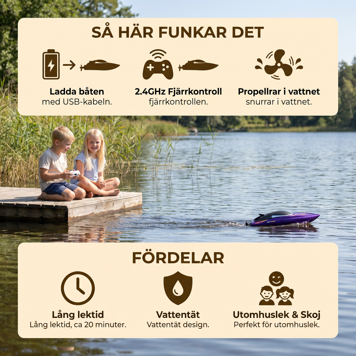 Elektrisk Racerbåt för Snabb Vattenlek på Sommaren