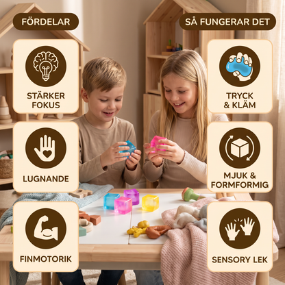 Cube Squishy Stressboll – Mjuk Gel-Fidgetleksak För Sinnena