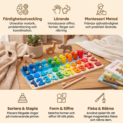 Färdighetsutveckling – Montessori Aktivitetsbräda I Trä
