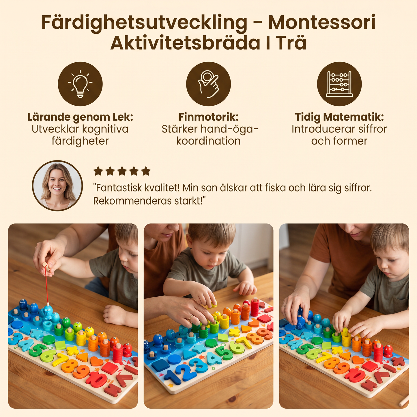 Färdighetsutveckling – Montessori Aktivitetsbräda I Trä