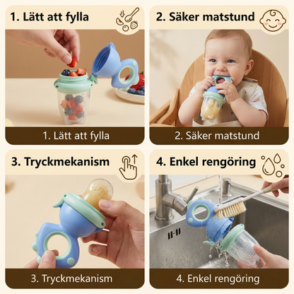Baby-fruktmatare – Silikonbitring med tryckmekanism