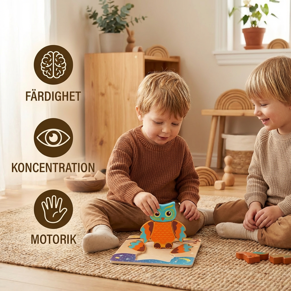 3D Träpussel för Barn – Pedagogisk Djur Lärande Leksak för Småbarn