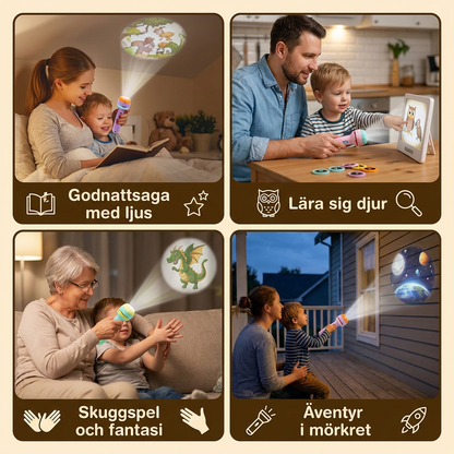 Projektorficklampa för Barn – Sagoprojektor för Lärande och Rolig Lek