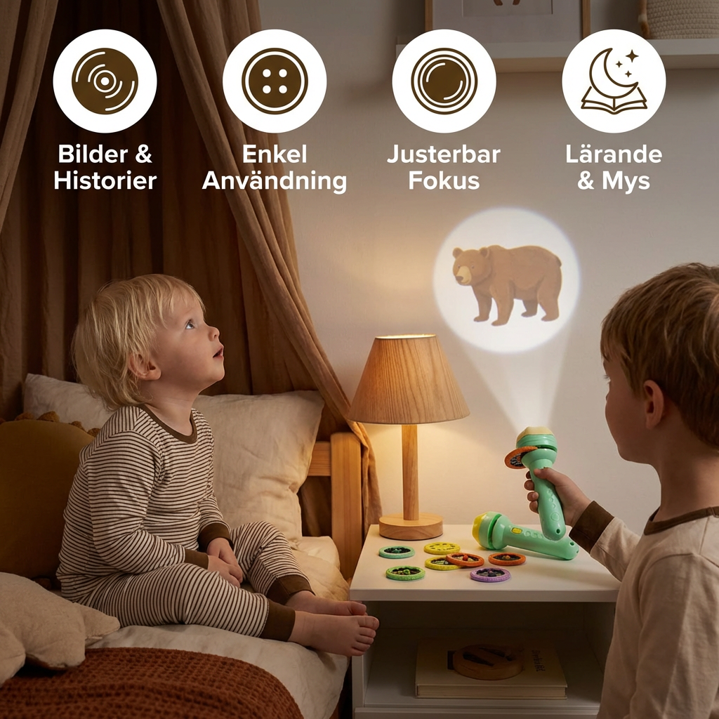 Projektorficklampa för Barn – Sagoprojektor för Lärande och Rolig Lek