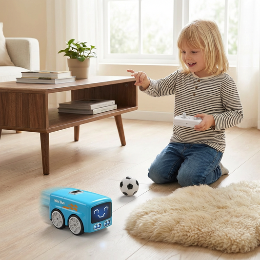 Smart RC Mini Bus Leksak – Geststyrning Ljusupplyst Tecknad Bil för Barn