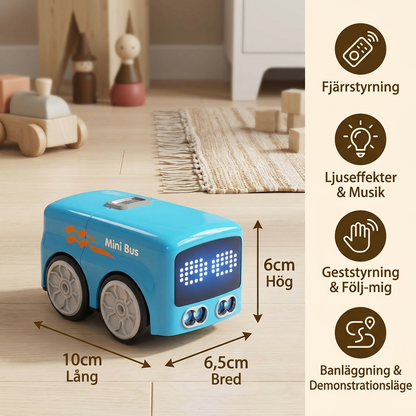 Smart RC Mini Bus Leksak – Geststyrning Ljusupplyst Tecknad Bil för Barn