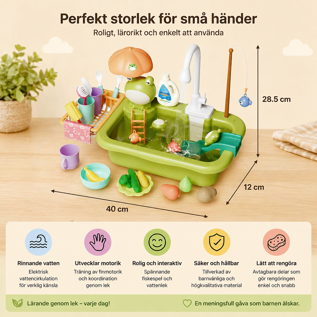 Barnens Lekköksdisk med Rinnande Vatten och Fiskespel