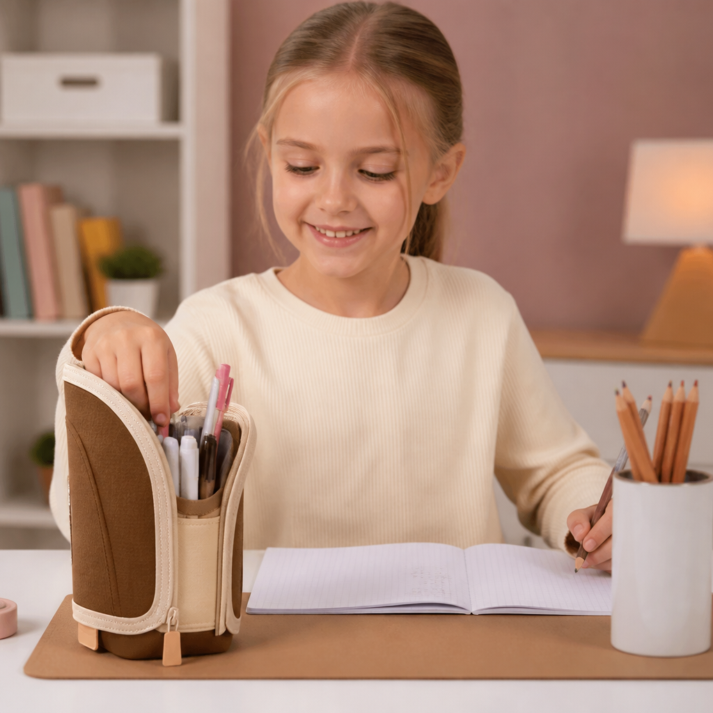 2-i-1 Pop-Up Pennfodral med Pennhållare – Platsbesparande Skrivbord Organizer