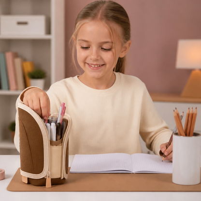 2-i-1 Pop-Up Pennfodral med Pennhållare – Platsbesparande Skrivbord Organizer