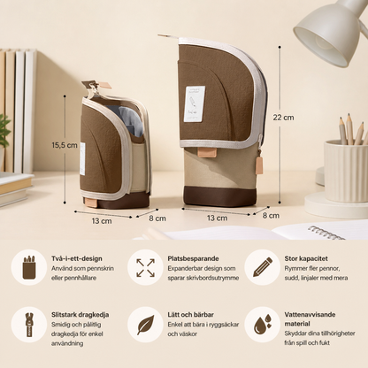 2-i-1 Pop-Up Pennfodral med Pennhållare – Platsbesparande Skrivbord Organizer