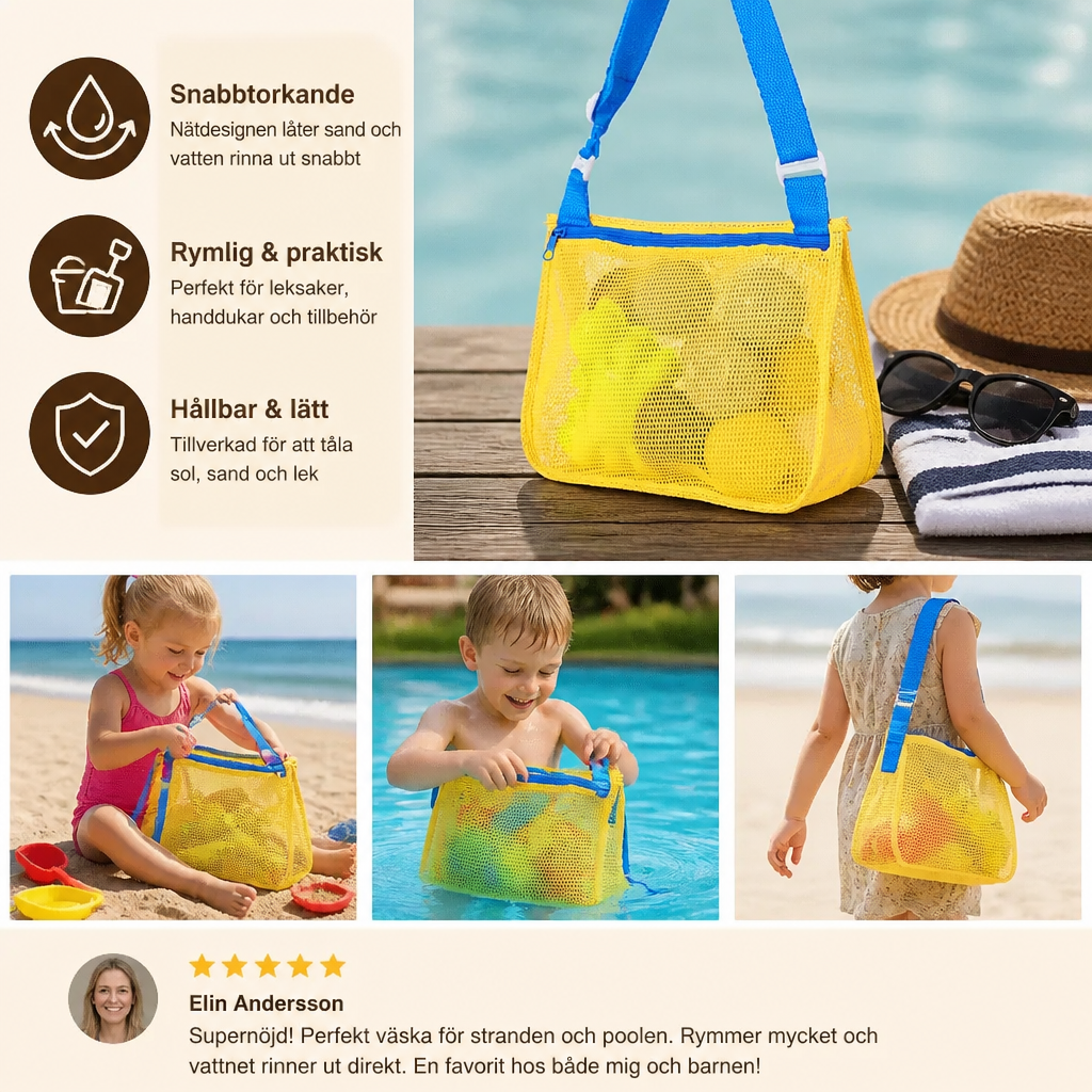 Barns nätväska för strand och pool för leksaker och tillbehör