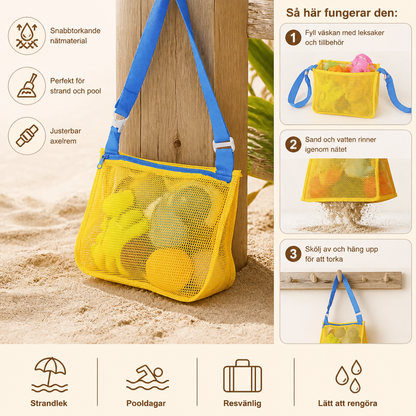 Barns nätväska för strand och pool för leksaker och tillbehör