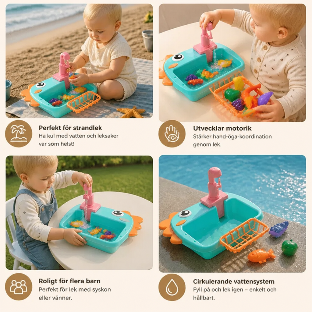 Barns Lek-Spel Zink med Rinnande Kran och Dino-Design