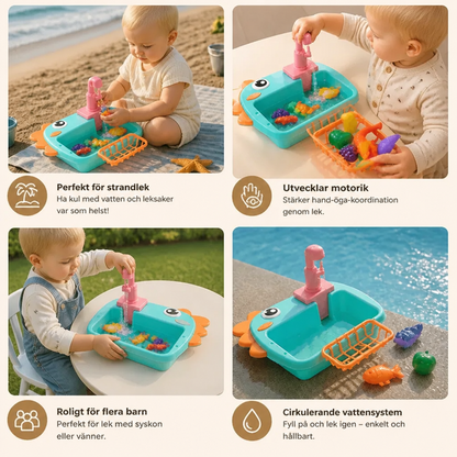 Barns Lek-Spel Zink med Rinnande Kran och Dino-Design