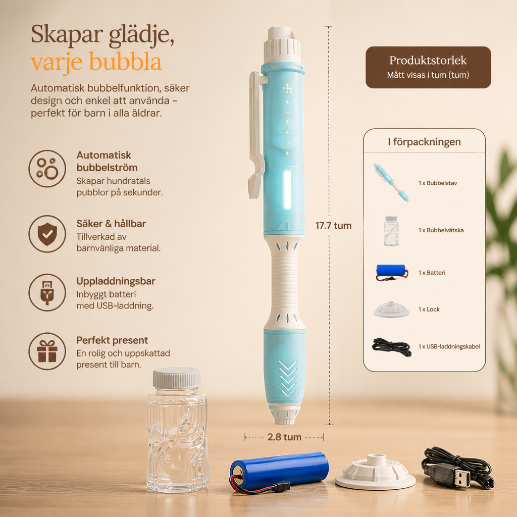 Magisk Bubbelpistolpenna – Automatisk Bubbelstav för Barn