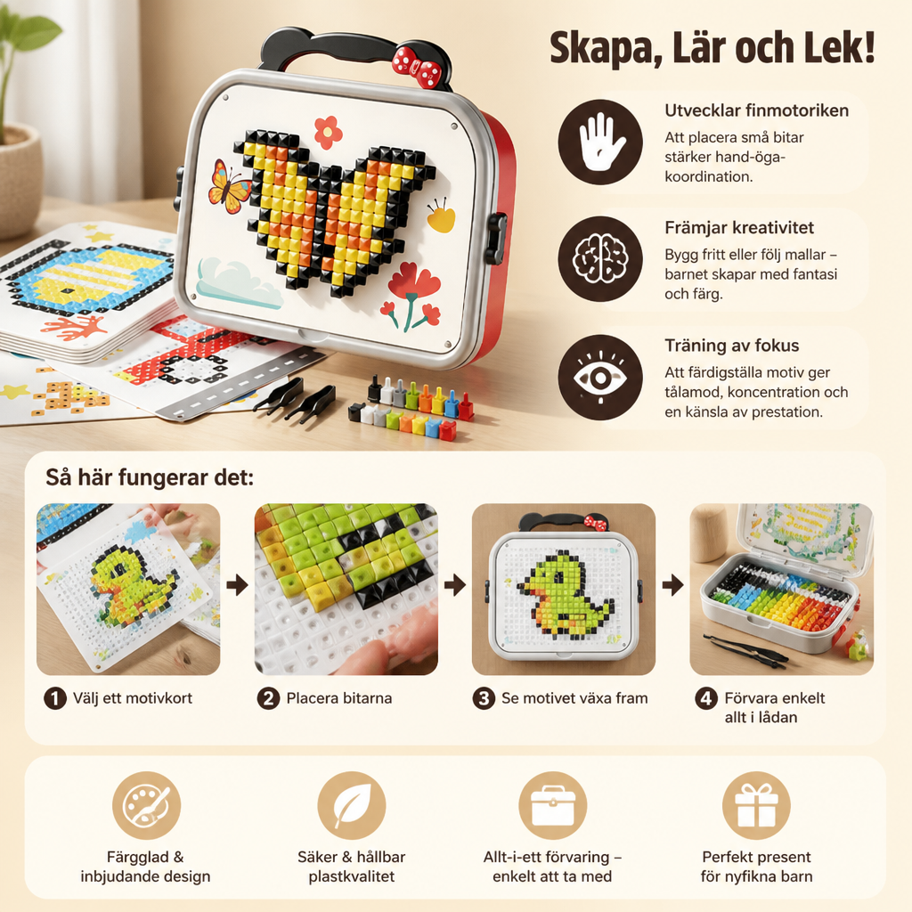 Montessori Mosaikpussel med Svamppiggar för Barn