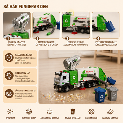 Gjutgjuten Leksaksgatusopbil Med Sugslang och Sprayfunktion