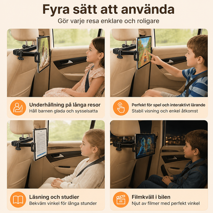 360° Roterbar Surfplattehållare för Bilens Nackstöd – Hållare för Surfplattor i Baksätet