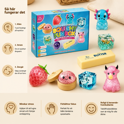 Premiumset med Mjuka Squishy Fidgetleksaker – 8 Sensoriska Leksaker