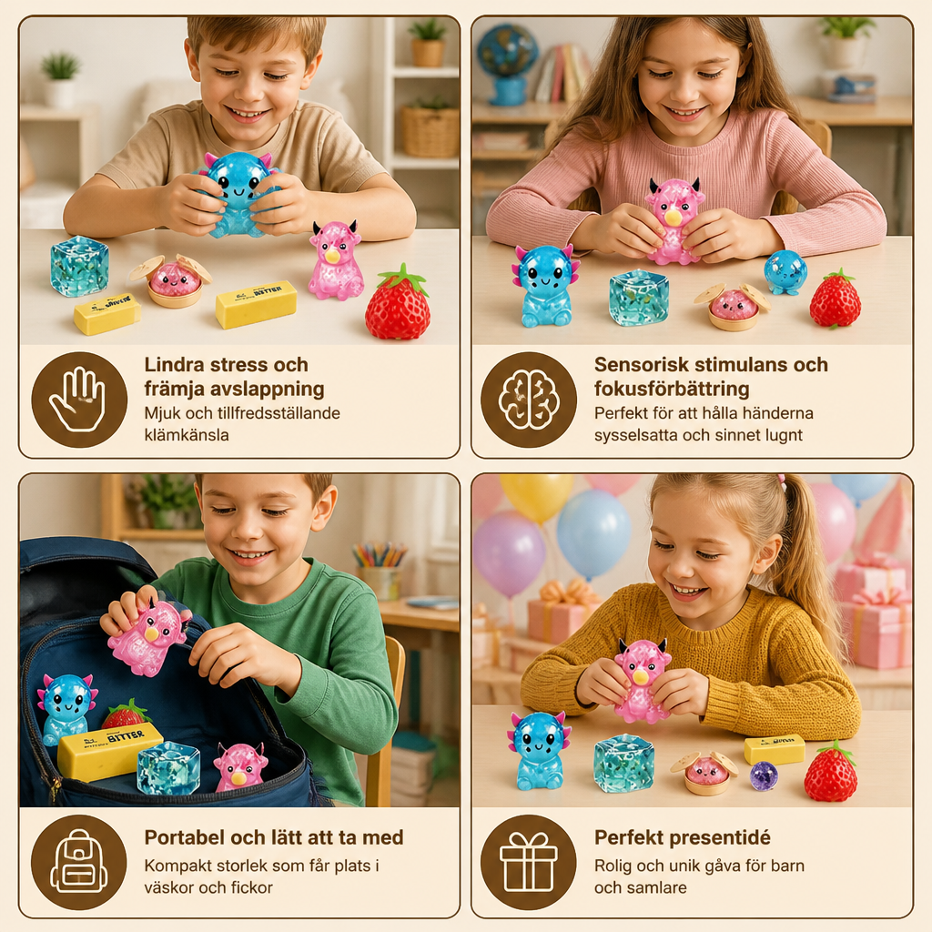 Premiumset med Mjuka Squishy Fidgetleksaker – 8 Sensoriska Leksaker