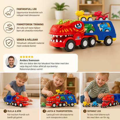 Leksaksset med Dinosaurietransport och Mini-Dinobilar