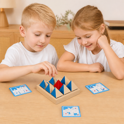 Träpussel med Geometriska Mönster – Spel för Logiskt och Rumsligt Tänkande