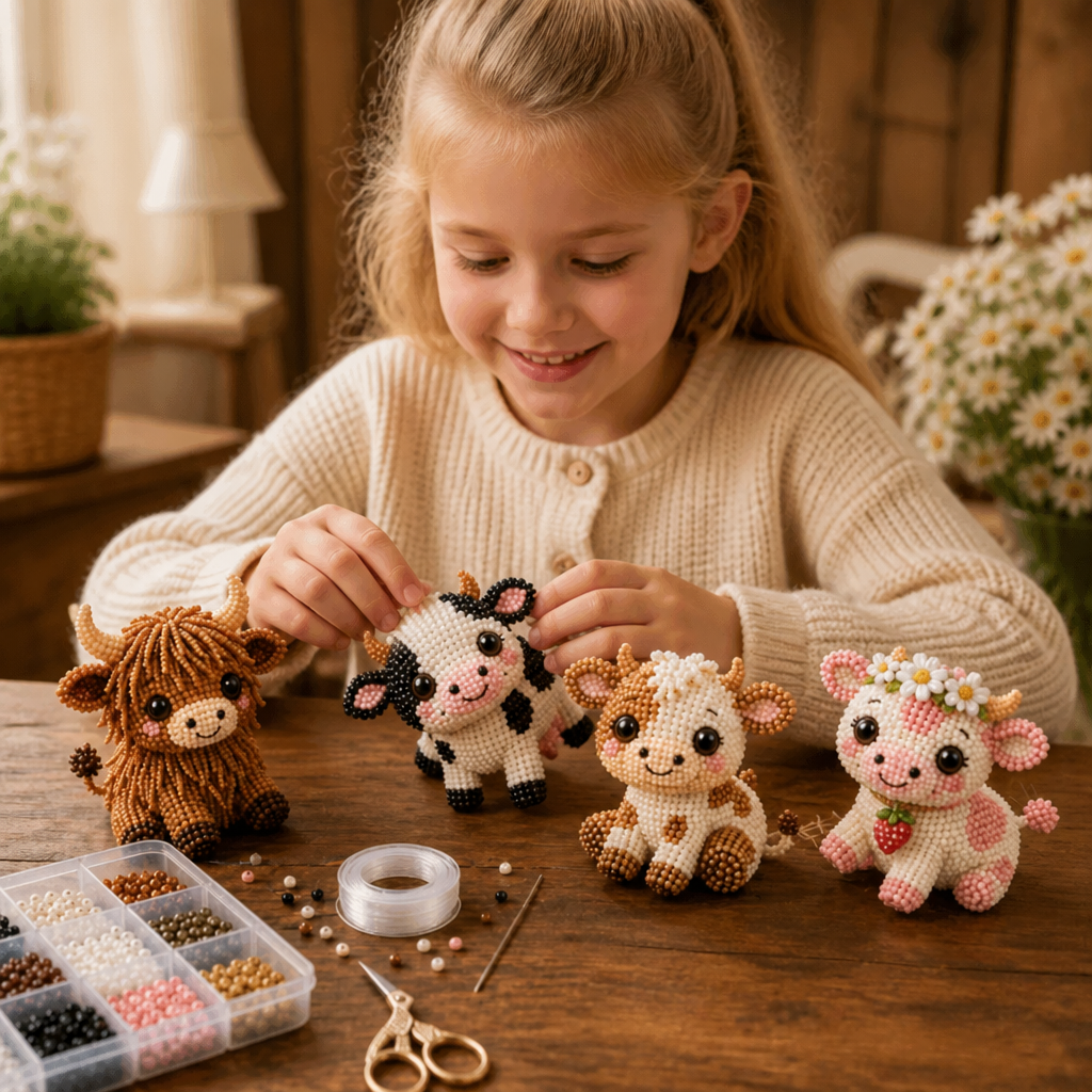 DIY-set för 3D-pärldjur – Skapa Miniatyrfigurer med Pärlor för Nybörjare