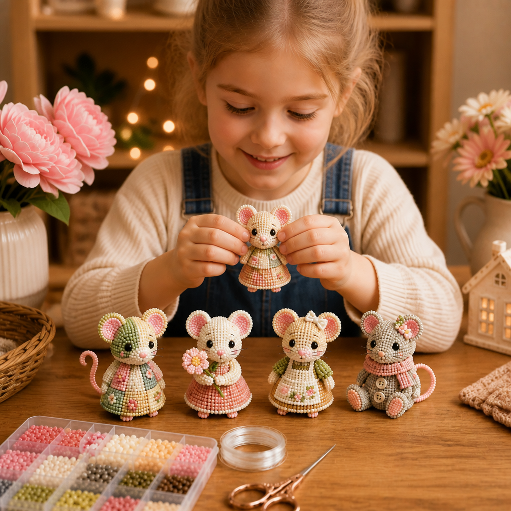 DIY-set för 3D-pärldjur – Skapa Miniatyrfigurer med Pärlor för Nybörjare