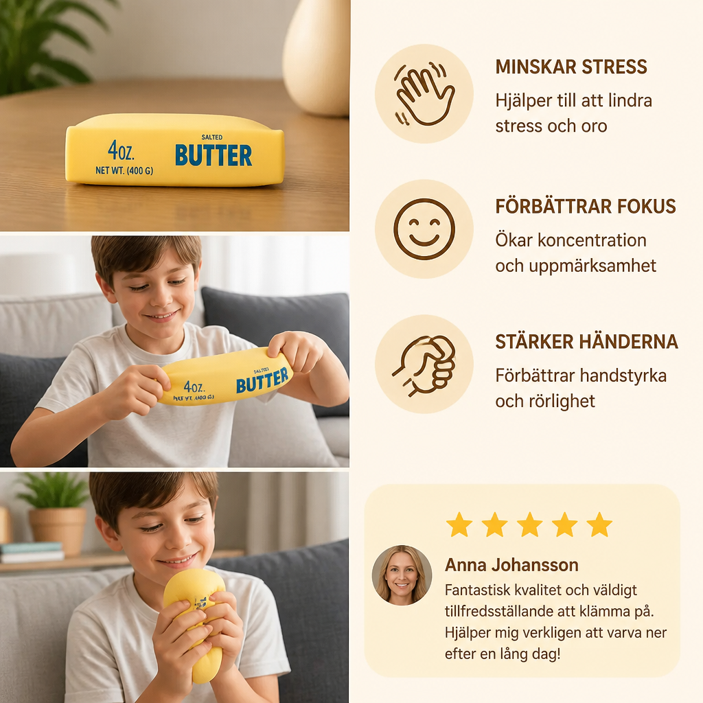 Jumbo Squishy Butter Stick – Långsamt Återfjädrande Stressboll och Sensorisk Fidgetleksak