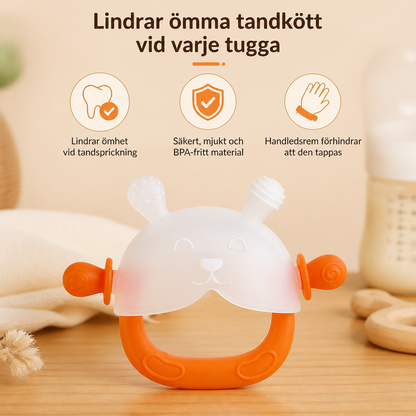 Bunny Baby Bitvante – Mjuk BPA-fri Silikonbitring med Anti-tapphandledsband (3–18 månader)