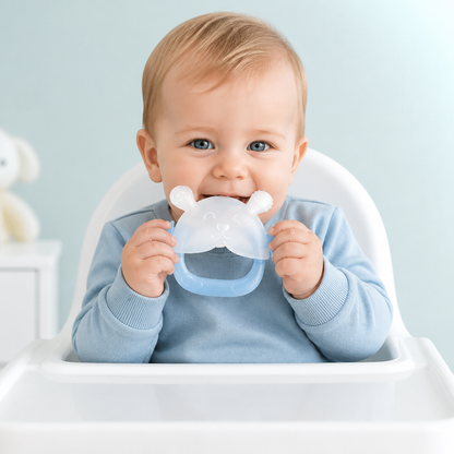Bunny Baby Bitvante – Mjuk BPA-fri Silikonbitring med Anti-tapphandledsband (3–18 månader)