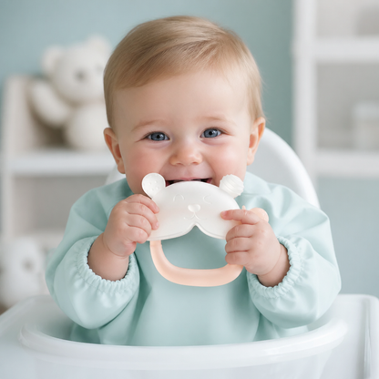 Bunny Baby Bitvante – Mjuk BPA-fri Silikonbitring med Anti-tapphandledsband (3–18 månader)
