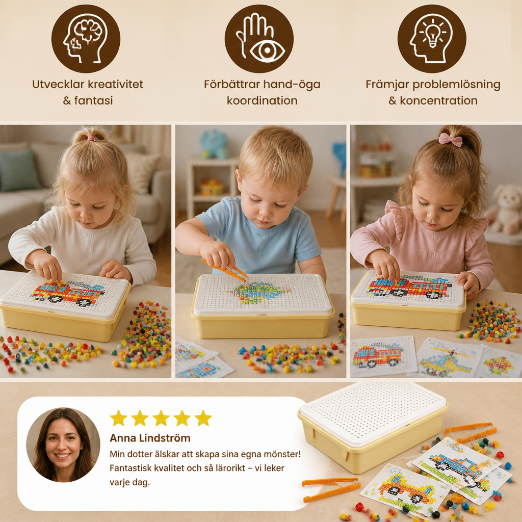 Montessori Mosaiktavla med Pluggar för Lek och Lärande