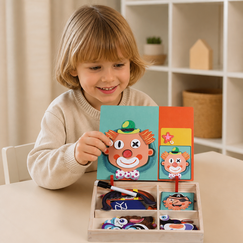 Magnetisk Träbräda för Utklädning och Matchning – Kreativ Pedagogisk Leksak