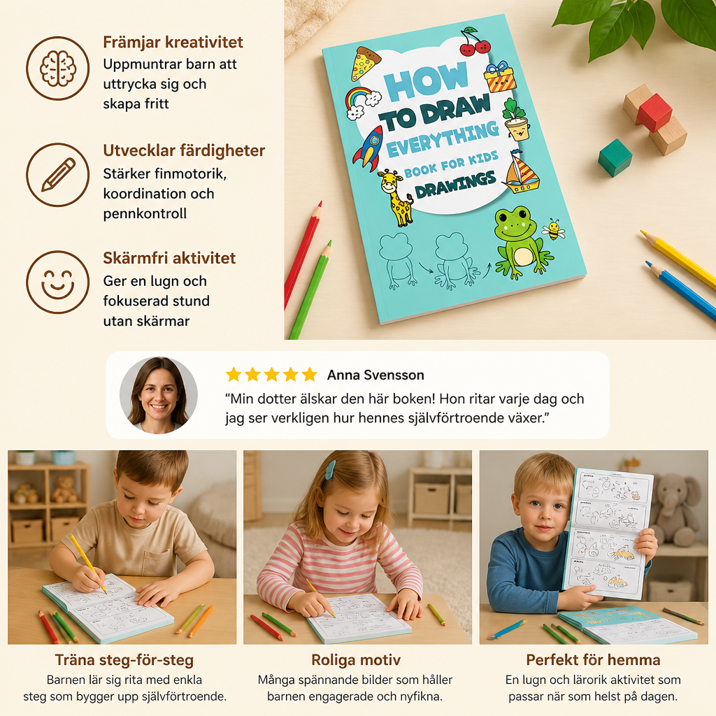 Montessori Ritbok – Lär Dig Rita Steg för Steg och Öva på Att Rita