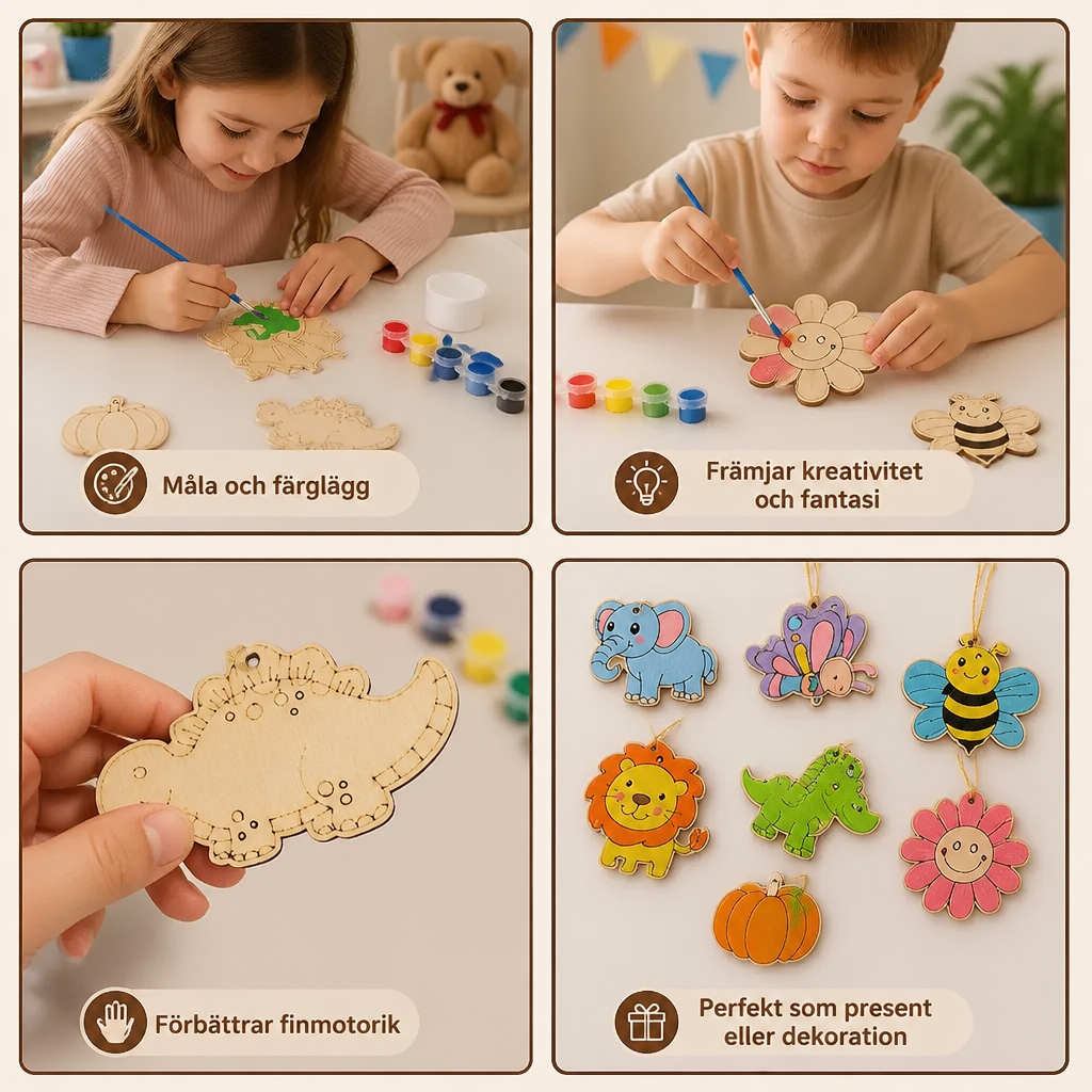 DIY Måla- och Pysselset i Trä för Barn – Skapa och Lek